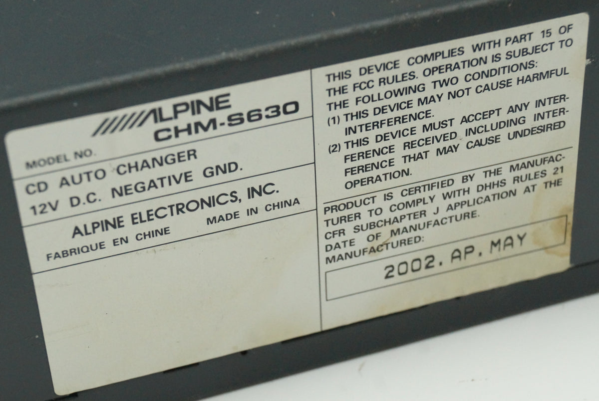 Alpine CD Changer | Part # - CHM-S630 – Birkshire Automobiles