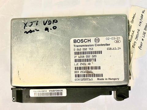 USED JAGUAR TRANSMISSION CONTROL MODULE PART #BOSCH 0-260-002-753. FITS JAGUAR XJ8 1998-2002.